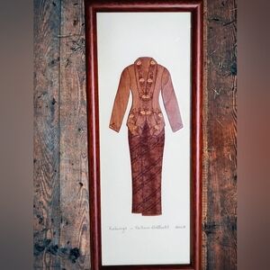 Traditional Nyonya Kebaya Hand Made Wood Veneer Wall Art Yellow Daffodil